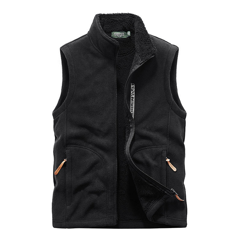 Herren Teddyfleece-Weste mit Sherpa-Innenfutter, Stehkragen und Reißverschlusstaschen Nord Taschen