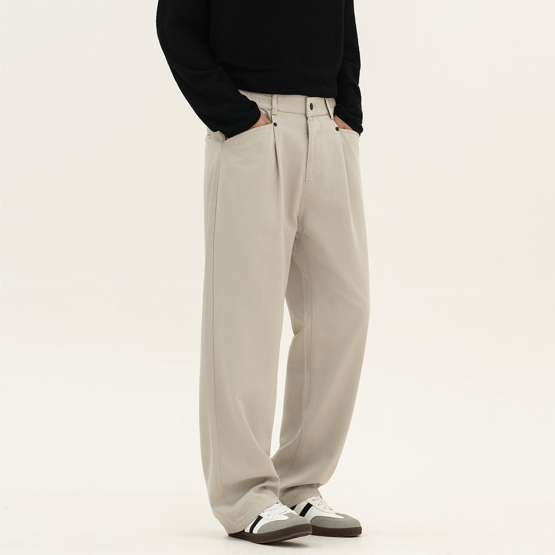 Herren weite Relax-Fit Stoffhose mit hohem Bund und geradem Bein Nord Taschen