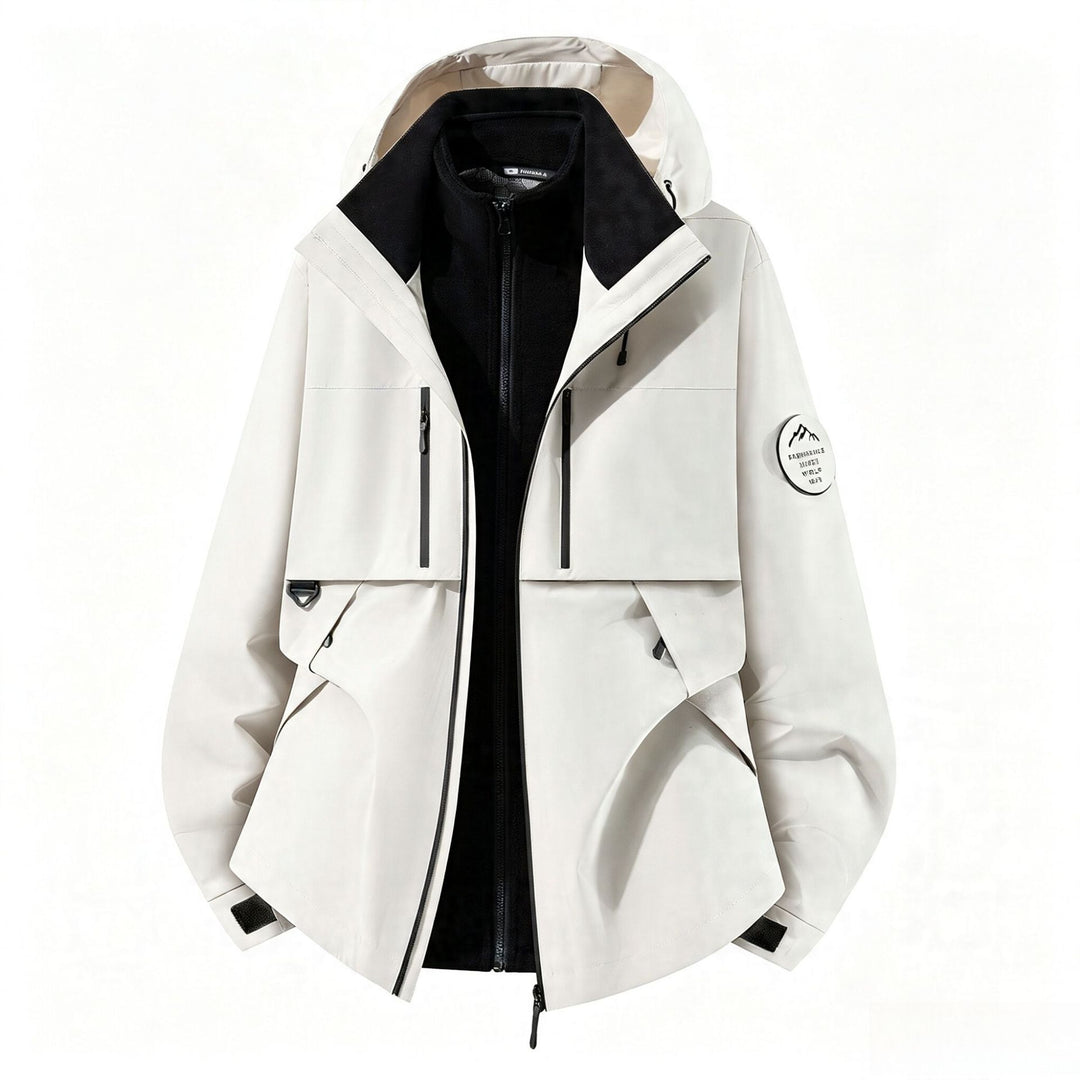 Herren dreilagige Softshell-Outdoorjacke mit herausnehmbarem Fleecefutter und Kapuze Nord Taschen