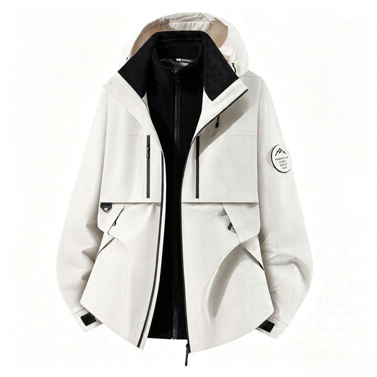 Herren dreilagige Softshell-Outdoorjacke mit herausnehmbarem Fleecefutter und Kapuze Nord Taschen