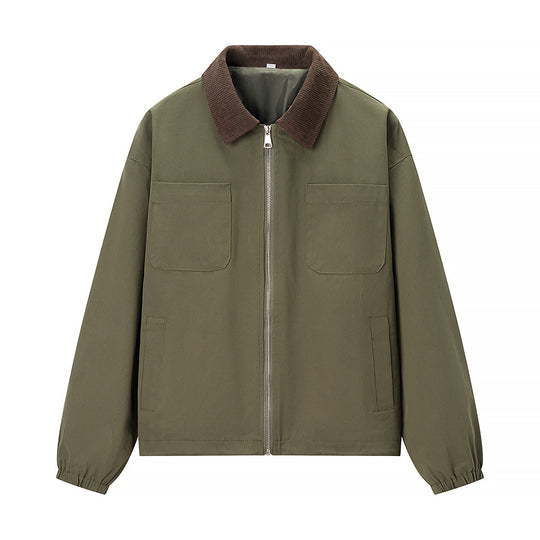 Damen Kurzjacke im Workwear-Stil mit Kordkragen, Reißverschluss und aufgesetzten Brusttaschen Nord Taschen