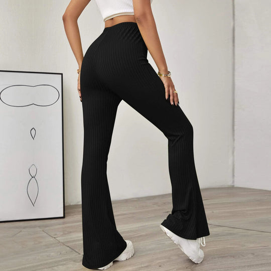 Damen hochtaillierte gerippte Schlaghose aus stretch‑Jersey Nord Taschen