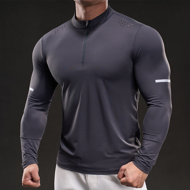 Herren Kompressions-Trainingsshirt mit kurzem Reißverschluss und atmungsaktiver Mesh‑Struktur Nord Taschen