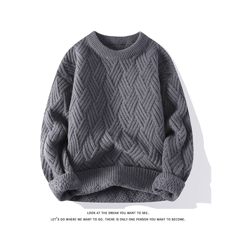 Damen grobgestrickter Oversize-Pullover mit Zopfmuster und elastischem Rippbund Nord Taschen