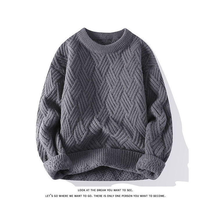 Damen grobgestrickter Oversize-Pullover mit Zopfmuster und elastischem Rippbund Nord Taschen