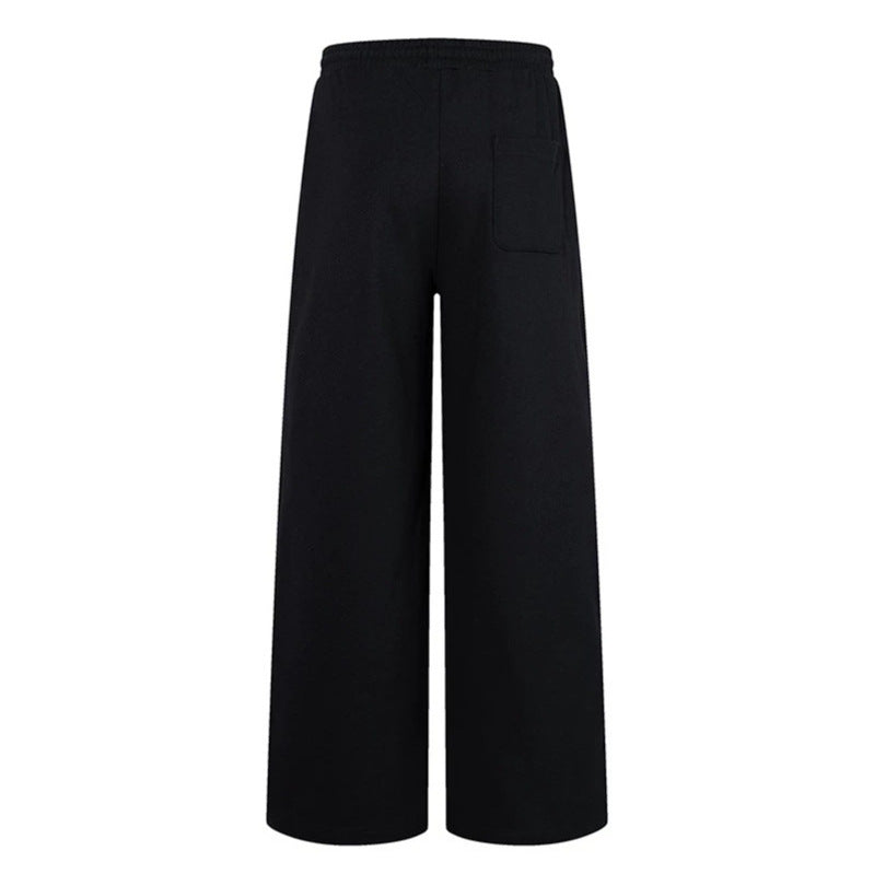 Damen Extraweite Baumwoll-Palazzo-Sweathose mit hohem Komfortbund, Tunnelzug und geradem Bein Nord Taschen
