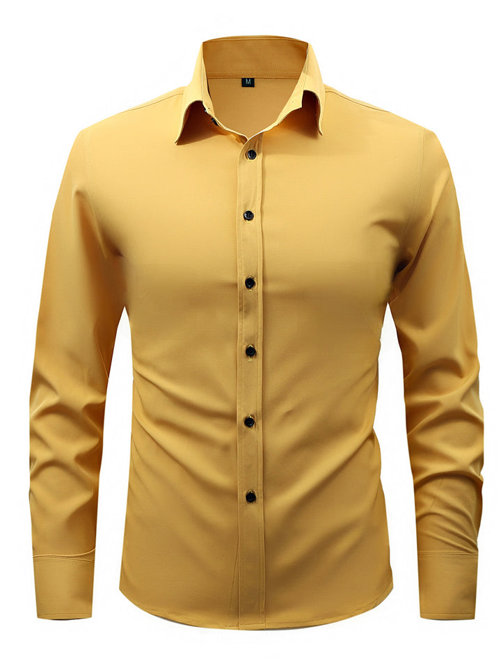 Men's  slim fit long sleeve stretch cotton dress shirt with spread collar Nord Taschen