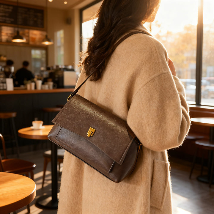 Damen elegante Umhängetasche mit strukturiertem Leder Nord Taschen