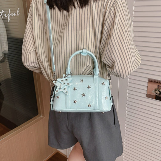 Damen modische Handtasche mit glanzvollem Sternenmotiv und abnehmbaren Tragegriff Nord Taschen