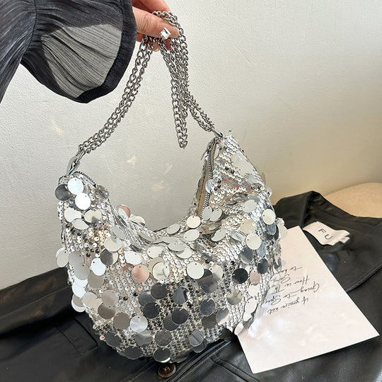 Damen Pailletten Handtasche mit Kettenriemen Nord Taschen