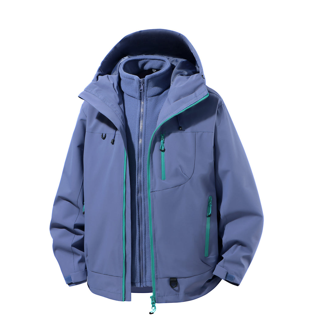 Herren zweiteiliger wasserdichter Softshell-Parka mit herausnehmbarer Fleece-Innenjacke, verstellbarer Kapuze und Multifunktions-Taschen Nord Taschen