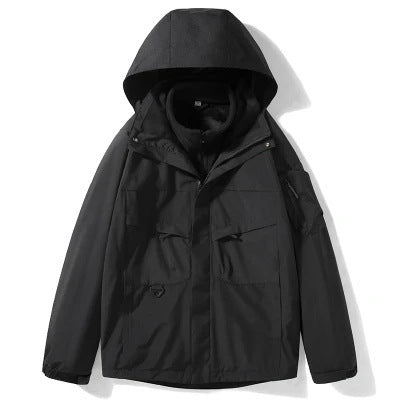 Herren Outdoor-Softshelljacke mit abnehmbarer Fleece-Innenjacke und Kapuze Nord Taschen