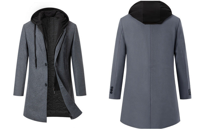 Herren Doppelreihiger City Mantel aus Wollmix mit taillierter Silhouette Nord Taschen