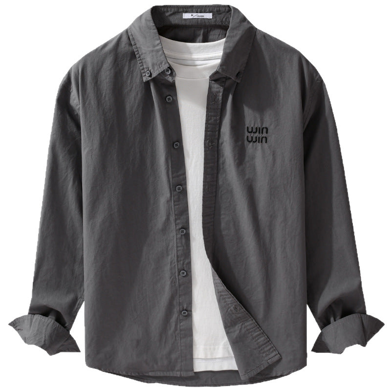 Herren Baumwoll-Overshirt-Hemdjacke mit dezenter Logo-Stickerei und entspanntem Schnitt Nord Taschen