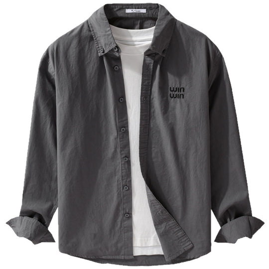 Herren Baumwoll-Overshirt-Hemdjacke mit dezenter Logo-Stickerei und entspanntem Schnitt Nord Taschen