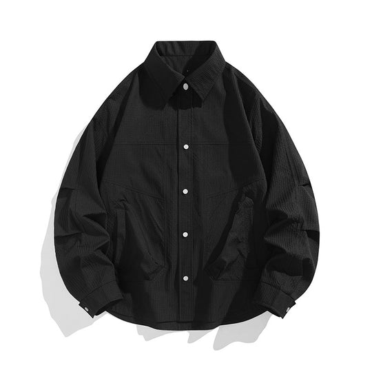 Herren Leichte Oversize-Hemdjacke mit Druckknopfleiste, Strukturstoff & Pattentaschen Nord Taschen