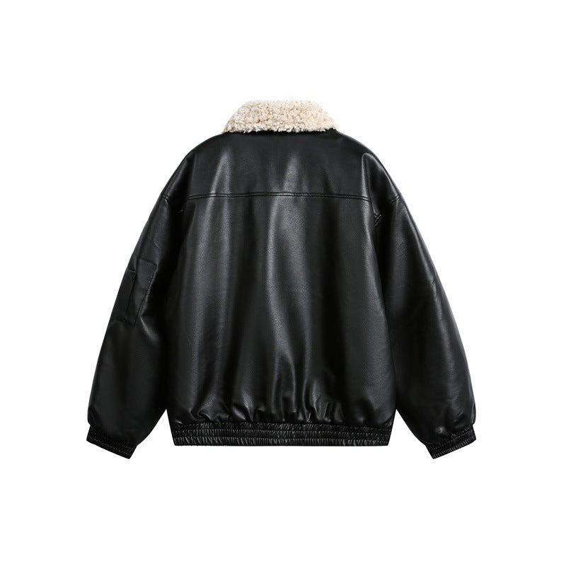 Herren Aviator-inspirierte Kunstleder‑Blousonjacke mit Teddy‑Umlegekragen und Ärmel‑Utilitytasche Nord Taschen
