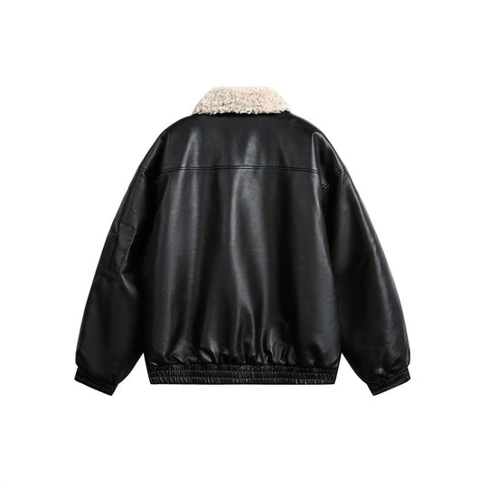 Herren Aviator-inspirierte Kunstleder‑Blousonjacke mit Teddy‑Umlegekragen und Ärmel‑Utilitytasche Nord Taschen