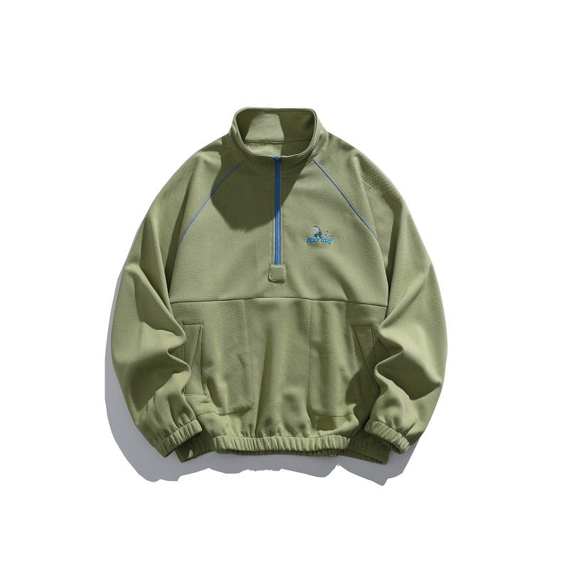 Unisex Oversize-Halbzip-Fleecepullover mit Stehkragen, Raglanärmeln und Kängurutasche Nord Taschen