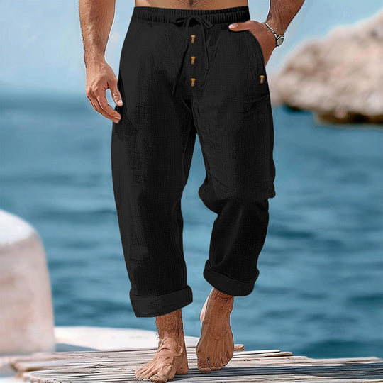 Herren lockere Strandhose mit verstellbarem Kordelzug und praktischen Seitentaschen