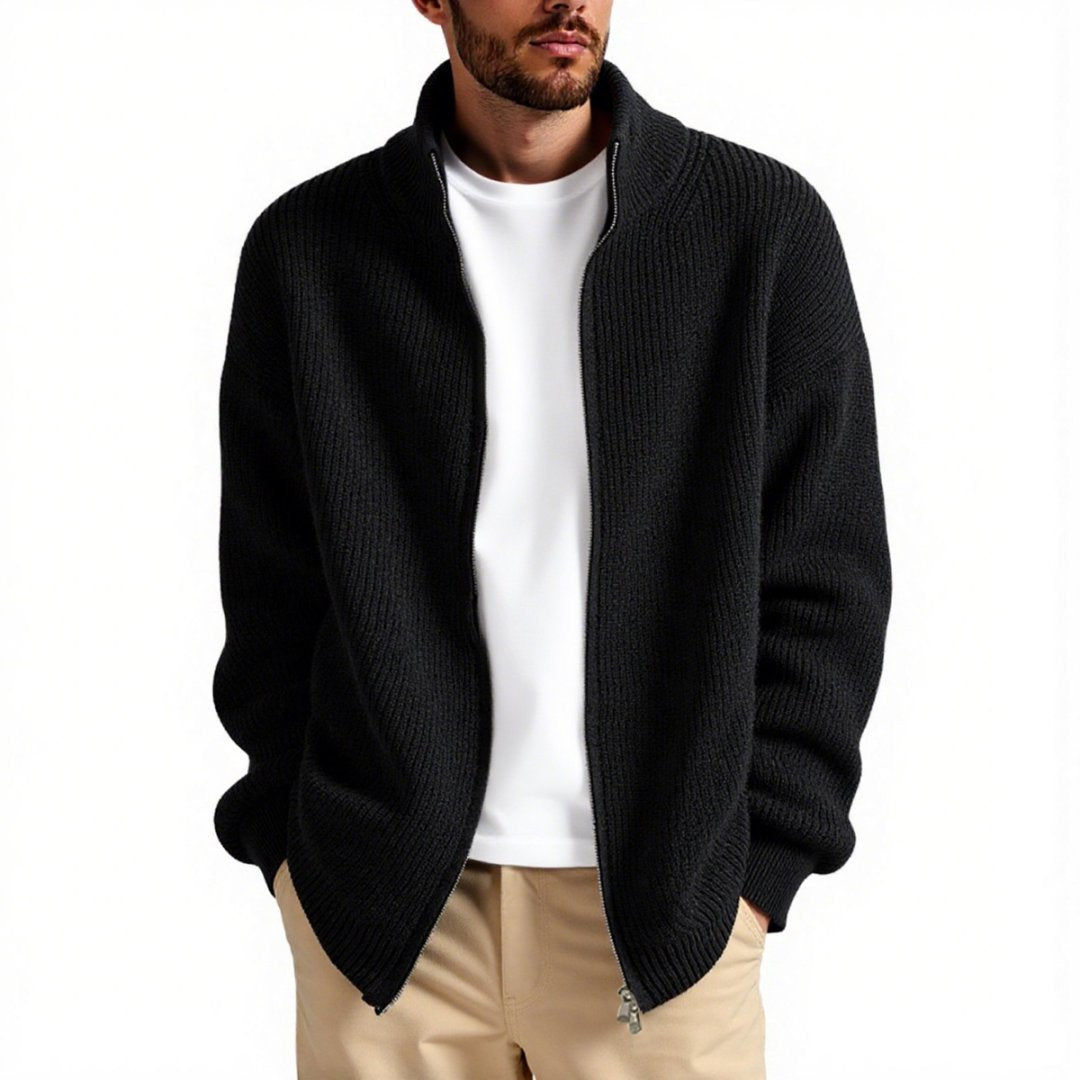 Herren Strickjacke mit hohem Kragen und praktischem Reißverschluss Avellé