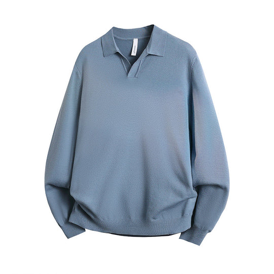 Unisex Oversized Polokragen-Feinstrickpullover mit weitem Schnitt Nord Taschen