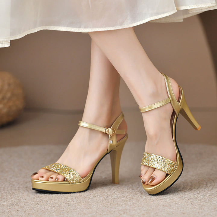Damen elegante High Heels mit glitzerndem Riemendesign