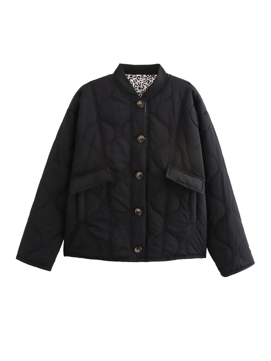 Damen 1700+ gestepptes Cropped‑Blousonjacke im Boxy‑Cut mit Rundhals, Knopfleiste und Pattentaschen Nord Taschen
