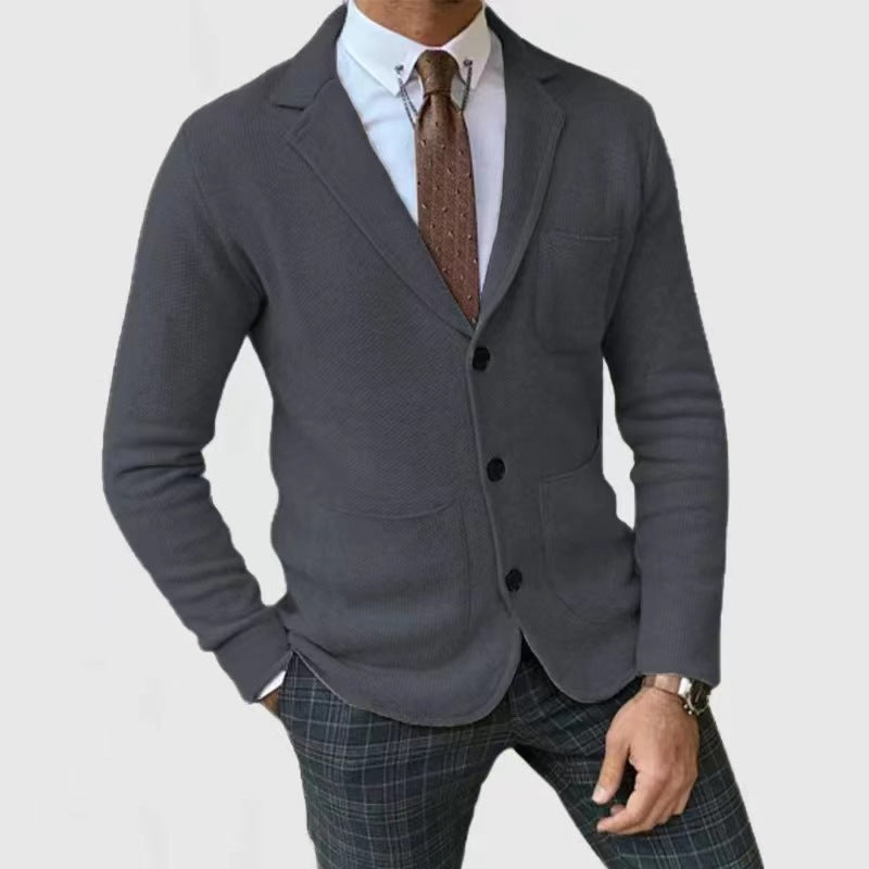 Herren Strickblazer mit großen Taschen und modernem Schnitt