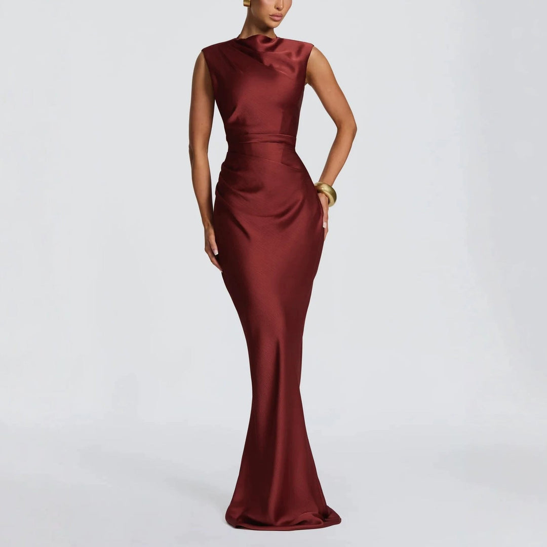 Damen Elegantes Maxikleid mit asymmetrischem Ausschnitt und raffinierten Drapierungen Nord Taschen