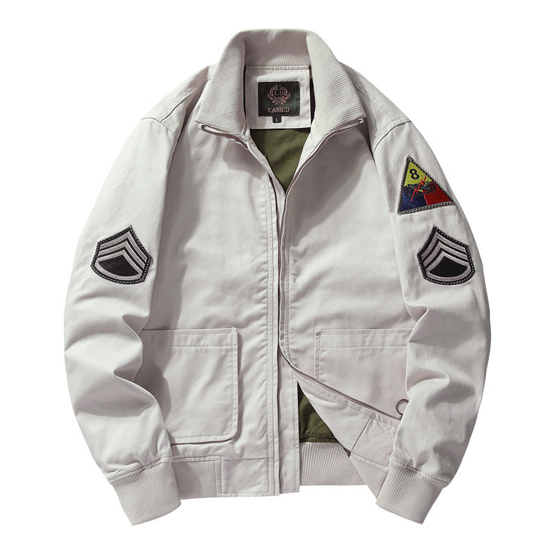Herren Military-inspirierte Field-Bomberjacke mit Abzeichen, gerippten Bündchen & Zwei-Wege-Reißverschluss Nord Taschen