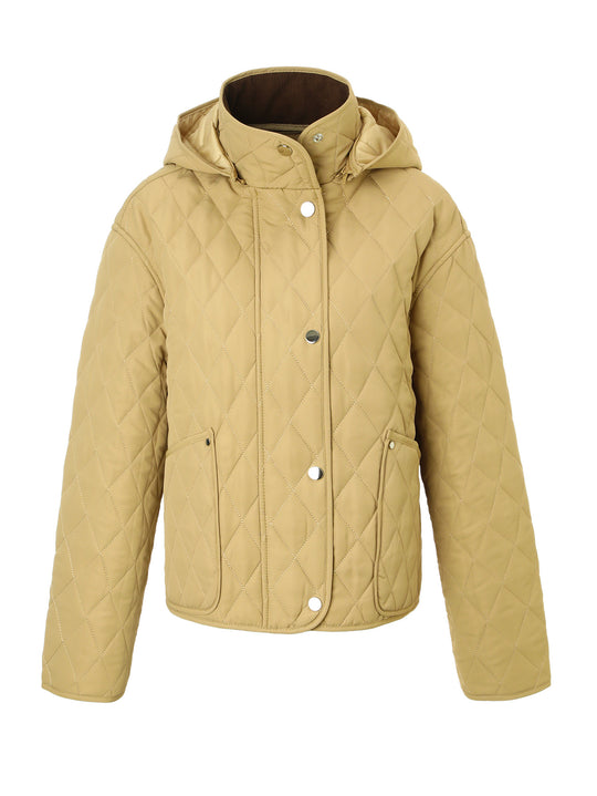 Damen Steppjacke mit Kapuze, gesteppter Rhombenstruktur und Pattentaschen Nord Taschen