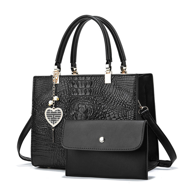 Damen Handtasche mit edler Krokodilprägung und abnehmbarer Clutch Nord Taschen
