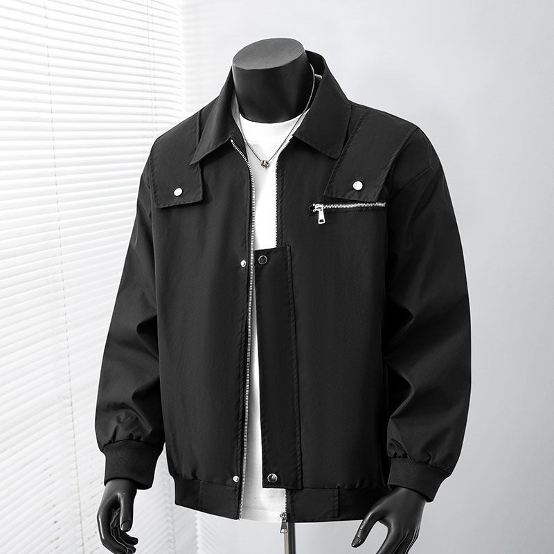Herren Leicht wattierte Bomber-Coachjacke mit verdeckter Druckknopfleiste, Zipper-Brusttasche & gerippten Bündchen Nord Taschen