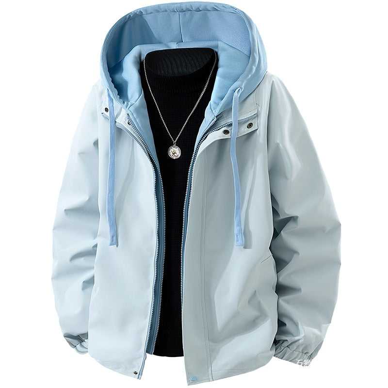 Herren Leichte wind- und wasserabweisende Kapuzen-Übergangsjacke mit fleecegefütterter Kapuze und elastischem Saum Nord Taschen