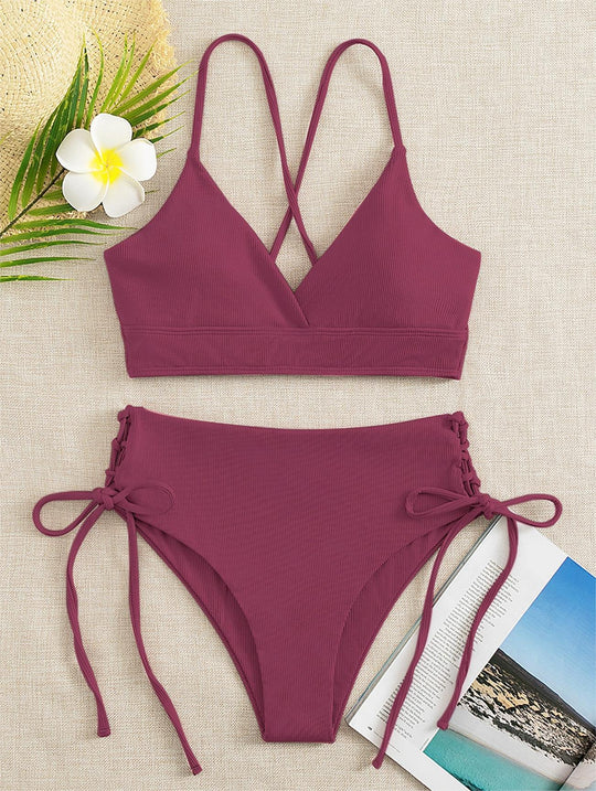 Damen Triangel-Bikini mit raffinierten Kordeldetails