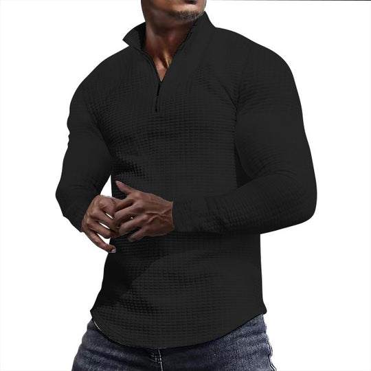 Herren Waffelstrick-Langarmshirt mit kurzem Reißverschluss Nord Taschen