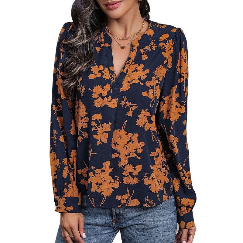 Damen Elegante Bluse mit floralen Mustern Nord Taschen