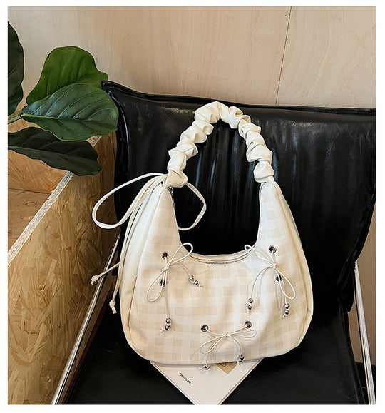 Damen Hobo-Tasche mit dekorativem Kordelzug und glänzenden Akzenten Nord Taschen