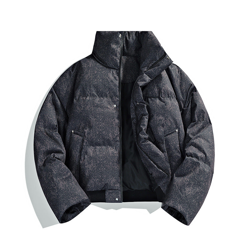 Herren Kurze wattierte Steppjacke mit hohem Stehkragen und matter Strukturoptik Nord Taschen