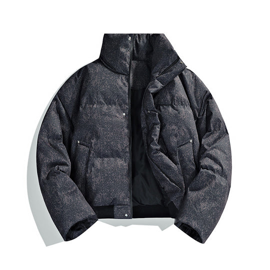 Herren Kurze wattierte Steppjacke mit hohem Stehkragen und matter Strukturoptik Nord Taschen