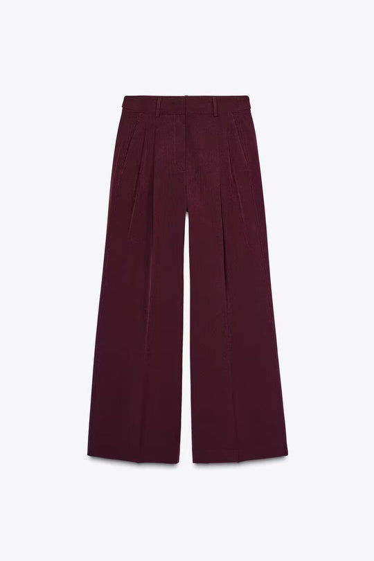 Damen Hochtaillierte Palazzo-Hose mit Bundfalten und weitem Bein Nord Taschen