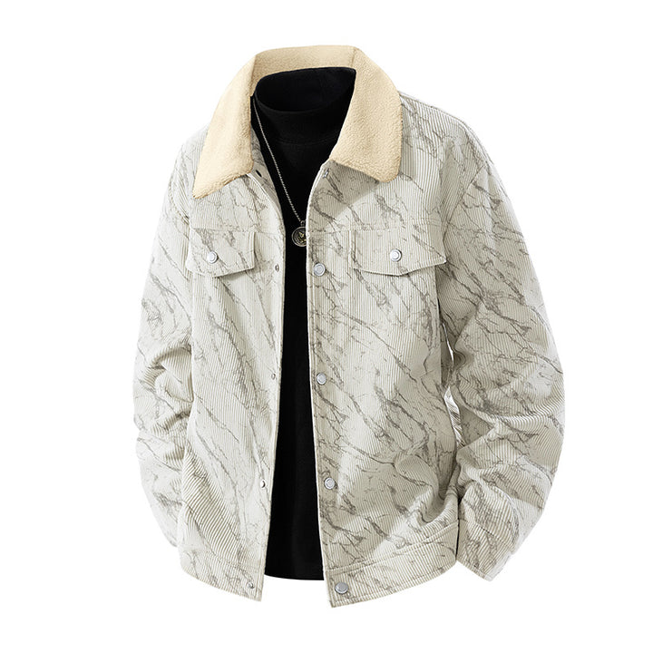 Men's  ribbed corduroy sherpa-collar snap trucker jacket Nord Taschen