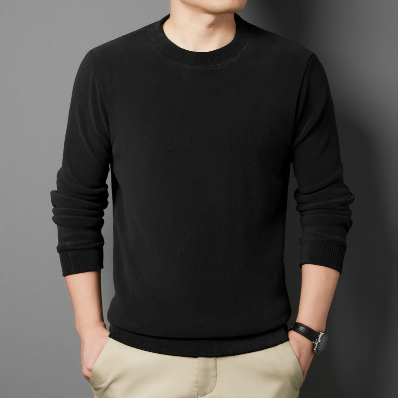 Herren Feiner Rundhals-Pullover aus Baumwollmix mit gerippten Bündchen und schlanker Passform Nord Taschen