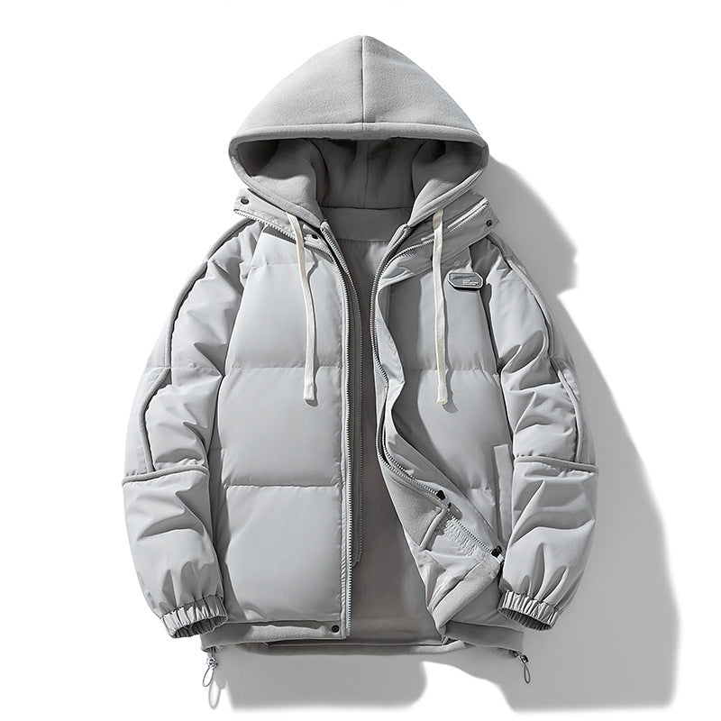 Damen Kurz geschnittene Steppjacke mit kontrastierender Fleece‑Kapuze und Kordelzug Nord Taschen