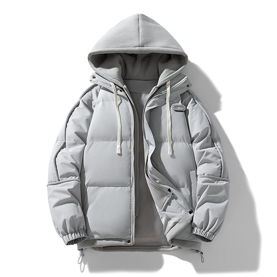 Damen Kurz geschnittene Steppjacke mit kontrastierender Fleece‑Kapuze und Kordelzug Nord Taschen