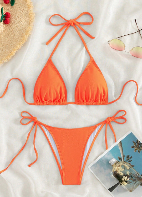Damen Triangel-Bikini mit verstellbaren BindNord Taschenändern und hoher Beinausschnitt Nord Taschen