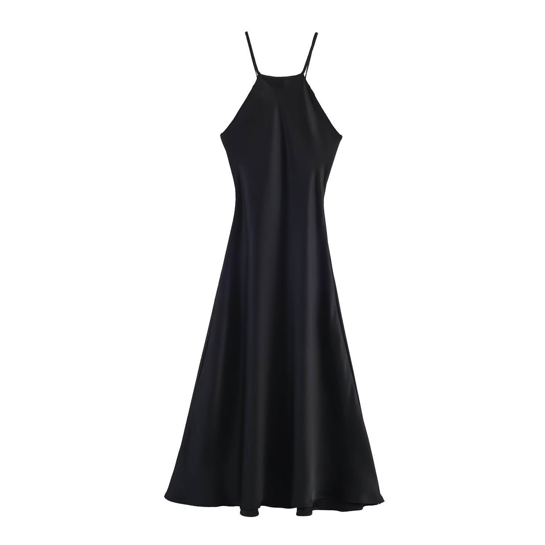 Damen Maxikleid mit elegantem Halterneck und schwingendem Saum