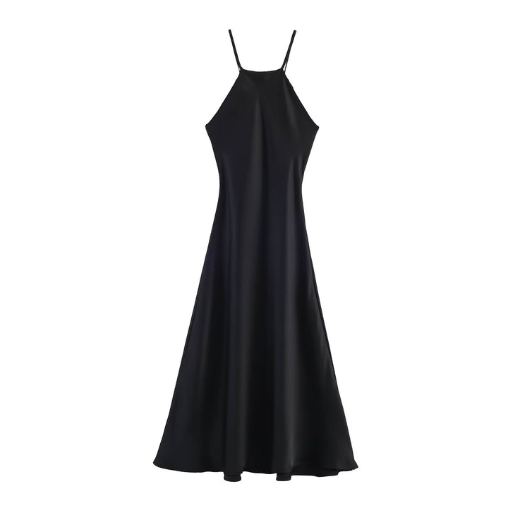 Damen Maxikleid mit elegantem Halterneck und schwingendem Saum