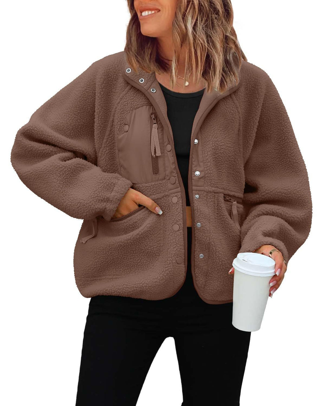 Damen kuschelige Fleecejacke mit praktischen Taschen Avellé